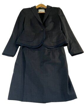 Banana Republic Navy Blue Petite Skirt Suit Set 6P Career Office Stretch Blazer